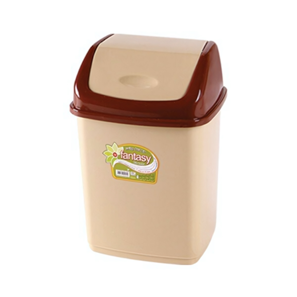 Контейнер для мусора с плавающей крышкой "Фантазия" 18 л коричневый-бежевый