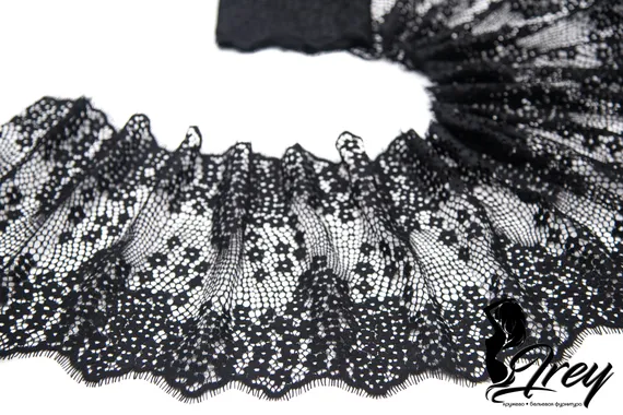 01-50 Кружево шантильи 22 см, черный 170
