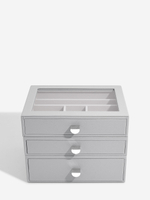 Органайзер для украшений и часов со стеклянной крышкой Stackers Classic Jewellery Box, 3 секции - White Pebble