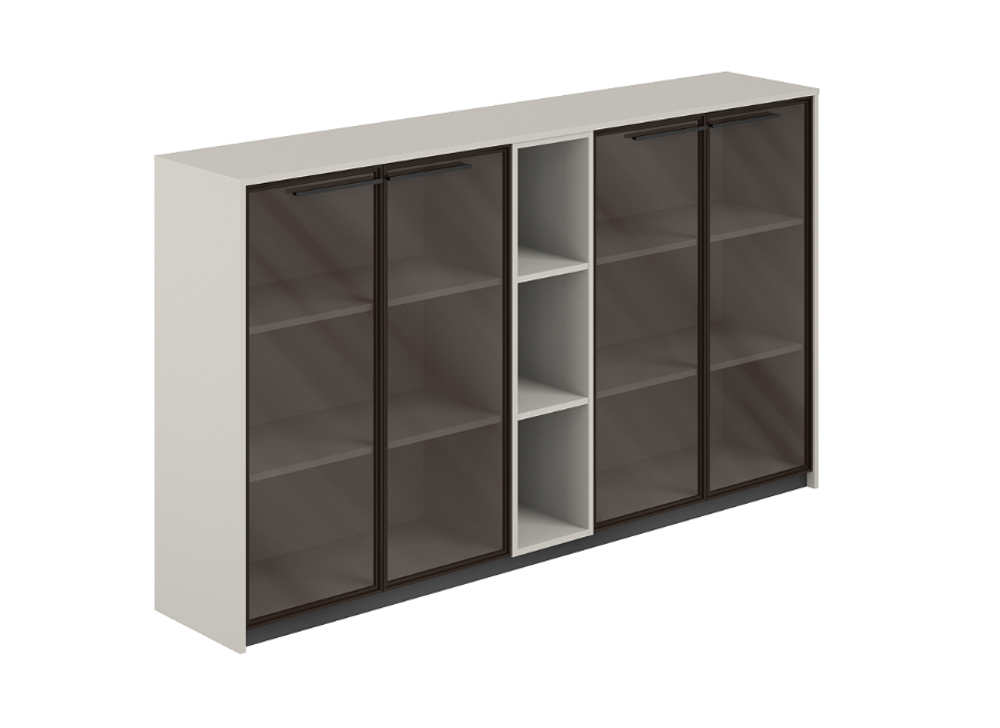 Шкаф средний с дверьми со стеклом и стеллажом RF.404.PG.CHBZ.PG REEF (РИФФ)