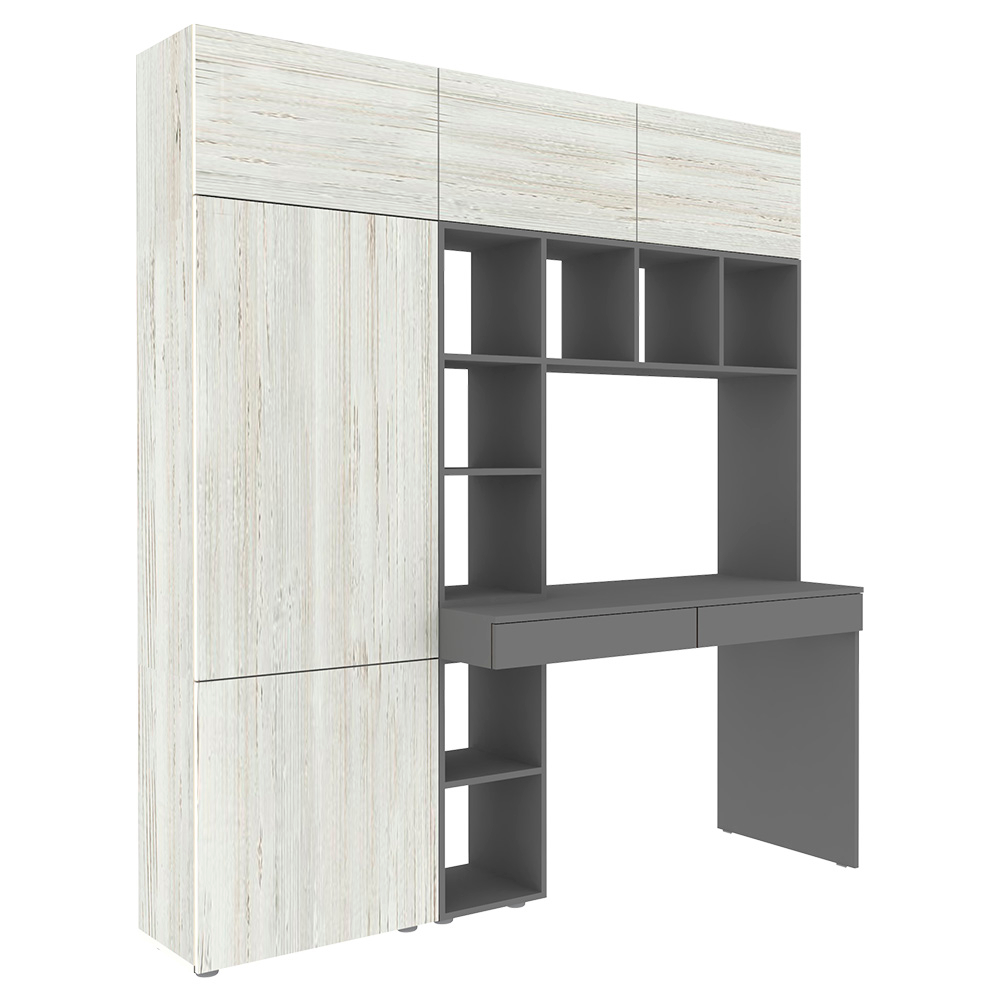 Стол письменный со стеллажом и шкафом КарИВи 1800 Темно-серый Винтерберг