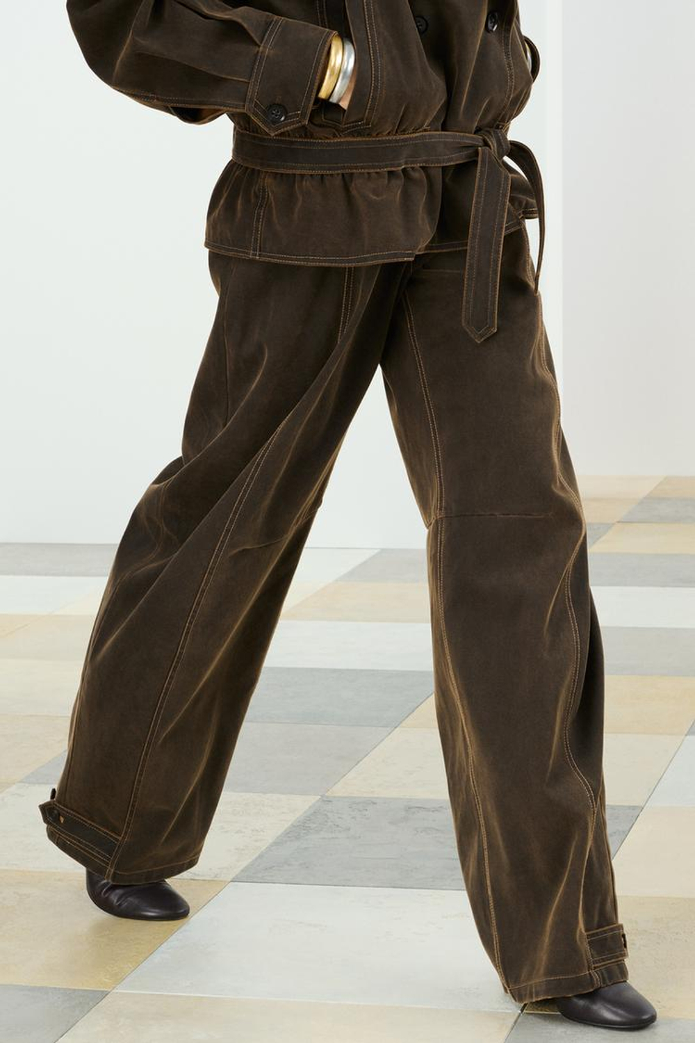 ZARA БРЮКИ СО СРЕДНЕЙ ПОСАДКОЙ, КОРИЧНЕВЫЙ