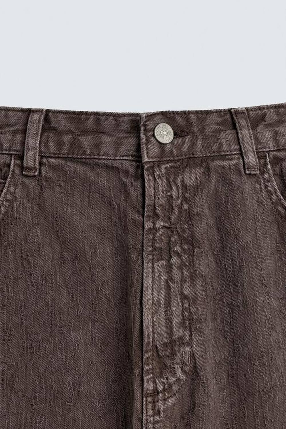 ZARA БРЮКИ BAGGY FIT С ПРИНТОМ И ЭФФЕКТОМ ПОТЕРТОСТИ, КОРИЧНЕВЫЙ