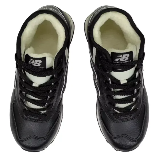 Кроссовки New Balance 574 High Leather Black с мехом
