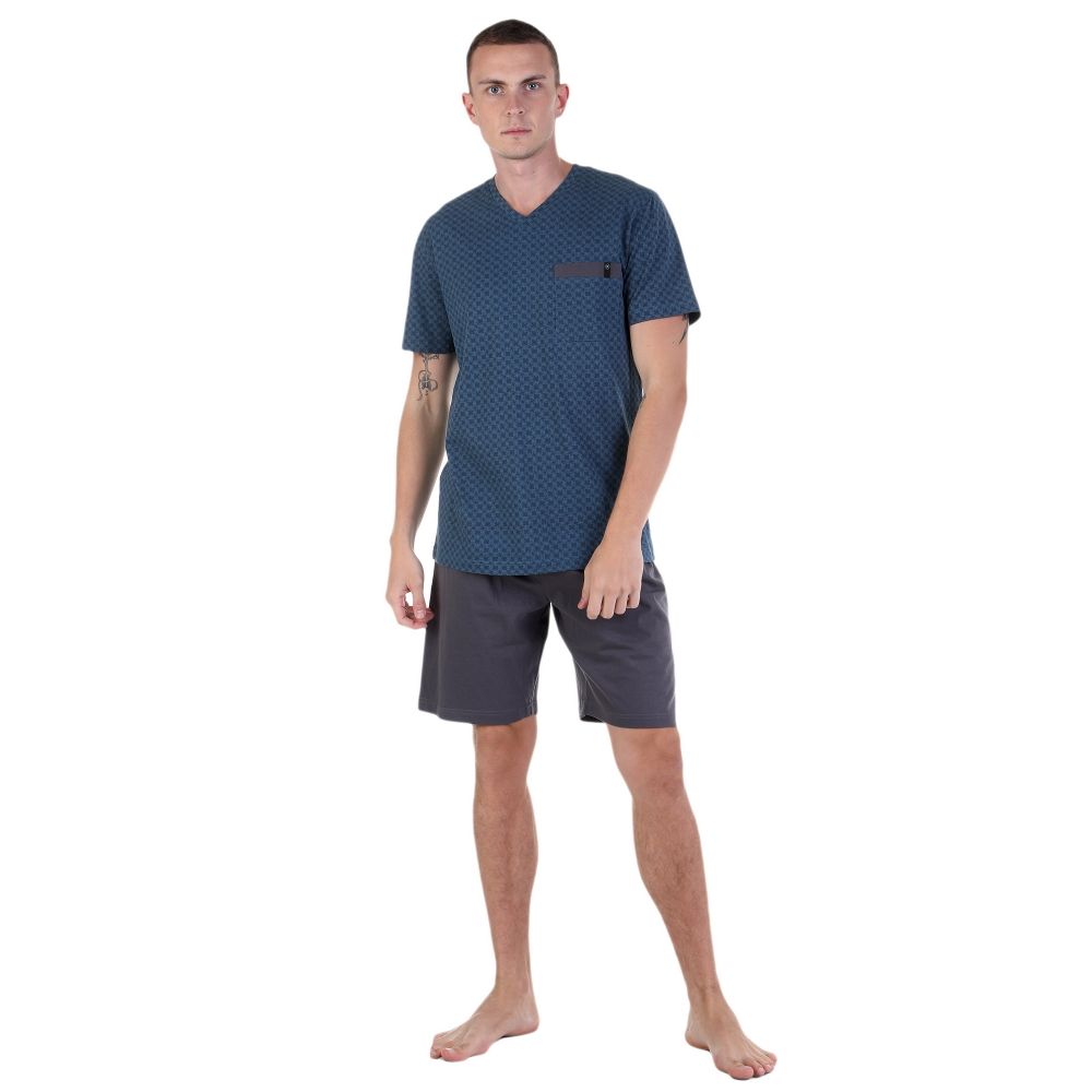 Мужская пижама темно-синяя с шортами Bugatti 56027/4065