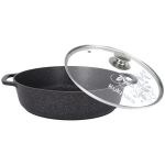 Сотейник 320/85мм со стеклянной крышкой, АП (темный мрамор) смт3281а