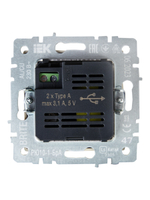 BRITE Розетка USB A+A 5В 3,1А РЮ10-1-БрА алюминий IEK