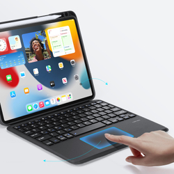 Чехол подставка с клавиатурой (RUS) от Dux Ducis для iPad Air 11 (2024-2025), iPad Air 4 и 5, iPad Pro 11 (2018-2020, 2021, 2022), серия DK Series Keyboard, русская клавиатура с подсветкой
