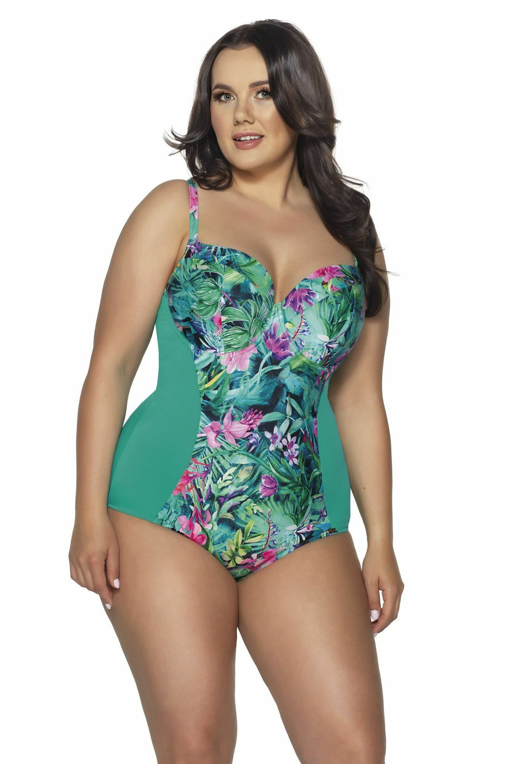 Совместный купальник Paradise с чашкой +size (Размер: 75K) (Цвет: бирюзовый)