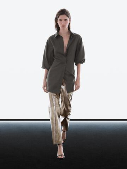 Massimo Металлические брюки из кожи наппа, золотой