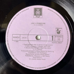 Винтажная виниловая пластинка LP C.C. Catch Like A Hurricane (Югославия 1988)