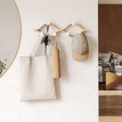 Вешалка настенная montage, 6 крючков, натуральное дерево/белая