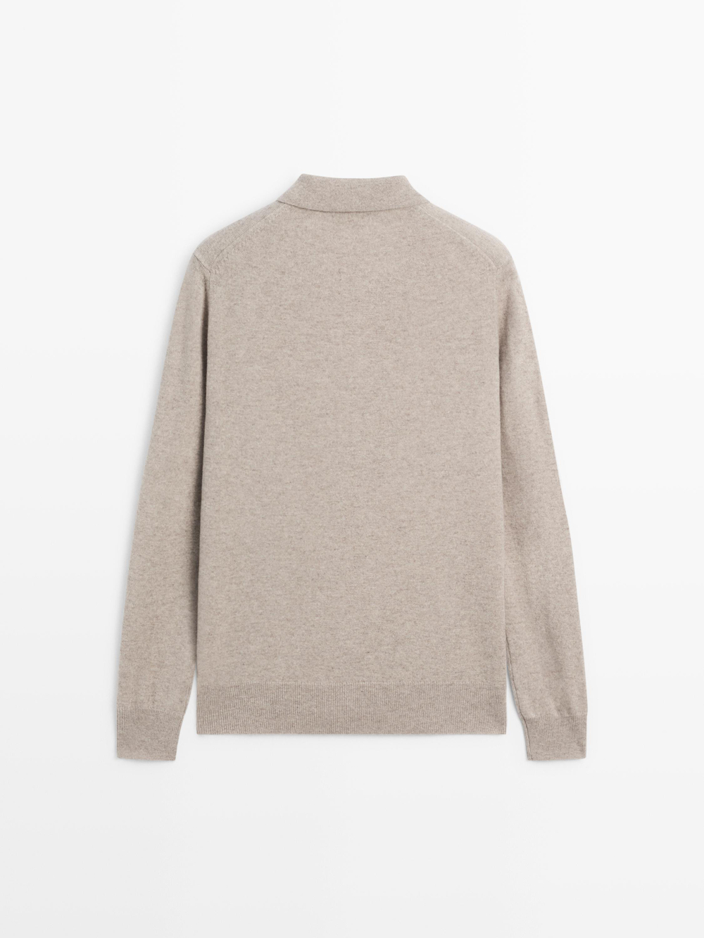 Massimo Dutti Свитер из смесовой шерсти с воротником поло, песочный
