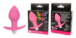 Розовая коническая анальная вибровтулка с ограничителем - 8 см. (Цвет: розовый)