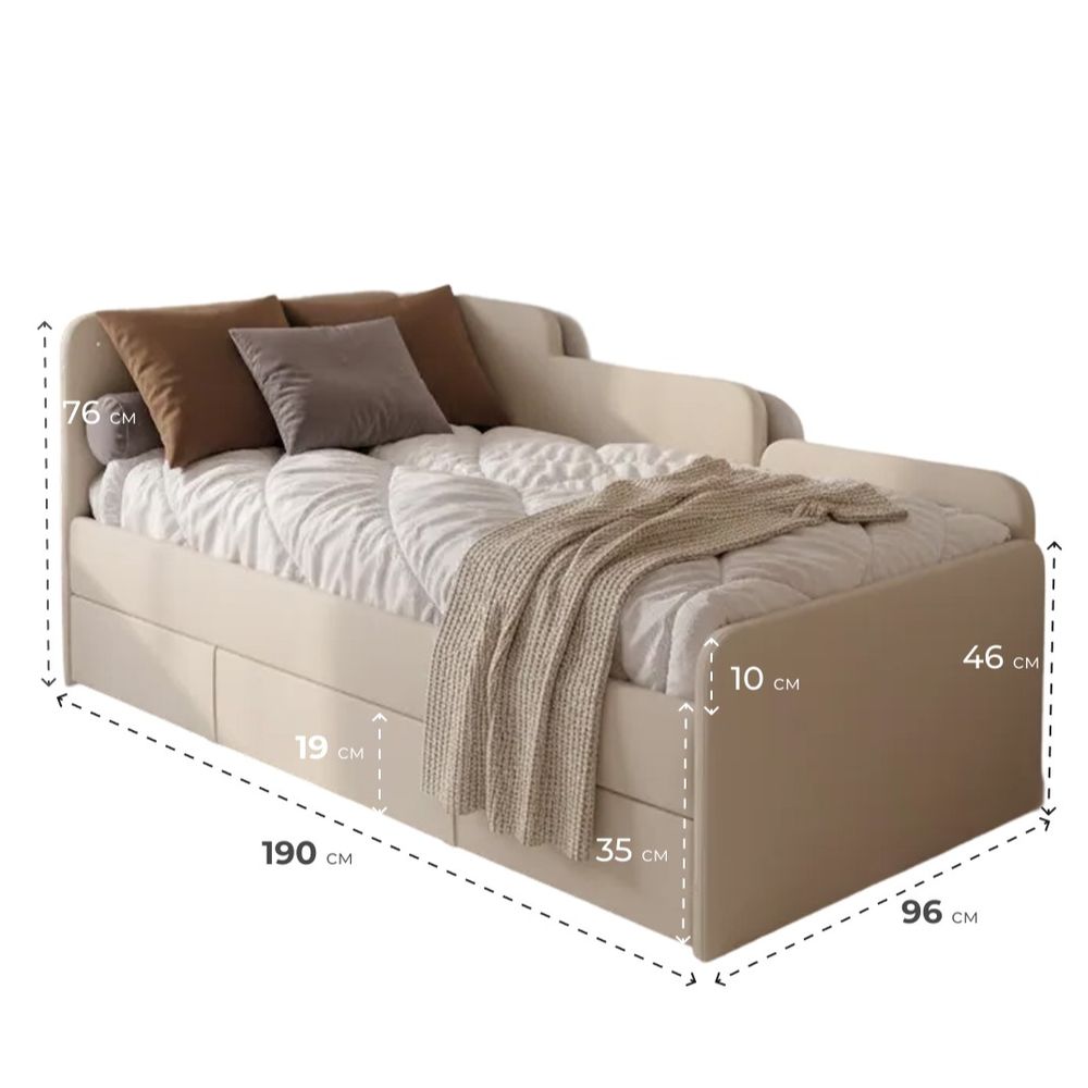 Кровать подростковая тахта 180х90 см с ящиком (стил Беверли)