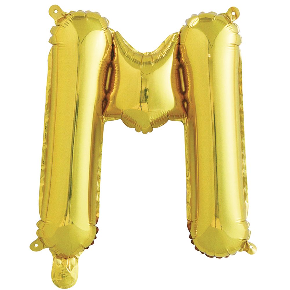 Фольгированный шар с клапаном (16''/41 см) Мини-буква, М, Золото, 1 шт. в упак.