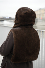 Меховой манишон 2в1 шоколад