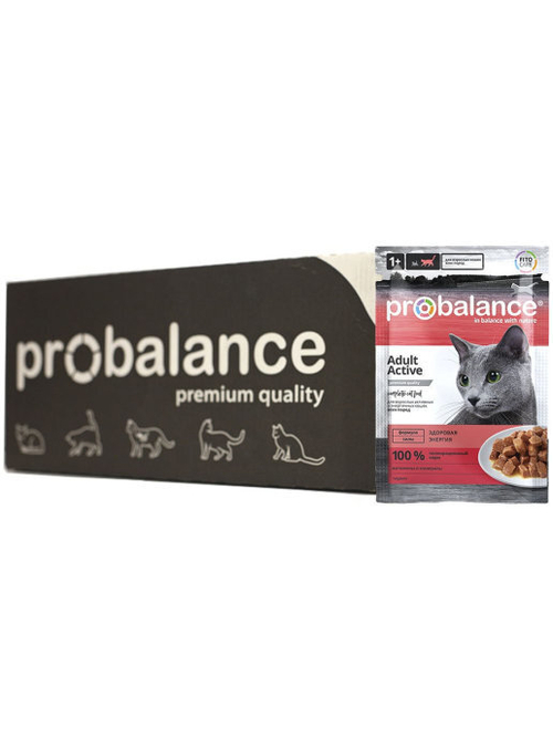 Влажный корм Pro Balance Active для активных кошек, 28 шт x 85 г