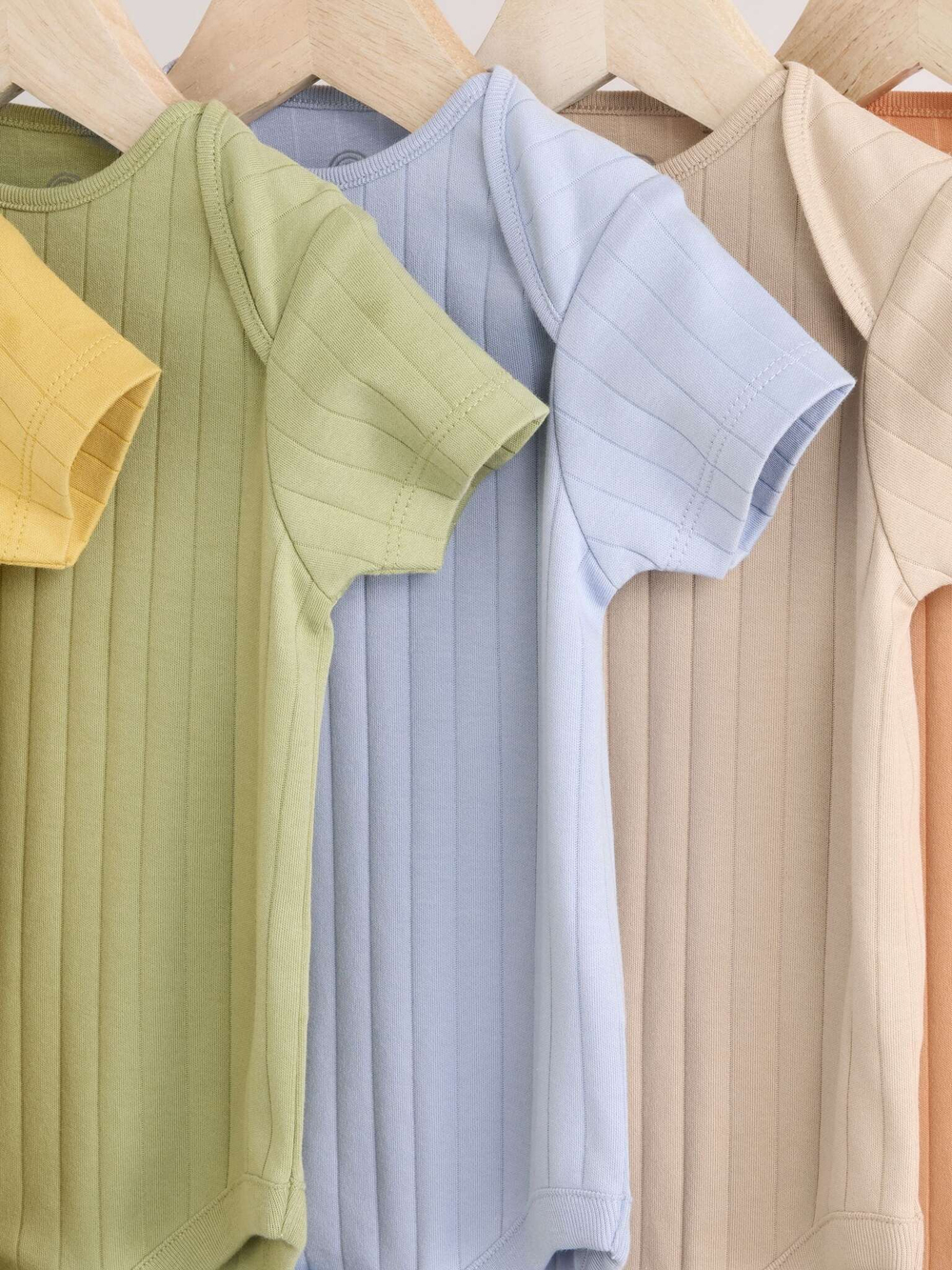 Боди с коротким рукавом для малышей Next E19-797, 5 шт., Бежевый, Светло-желтый, Хаки, Голубой