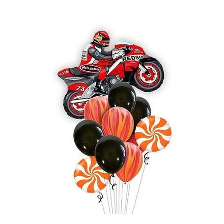 Композиция из шаров "Мотоцикл красный"