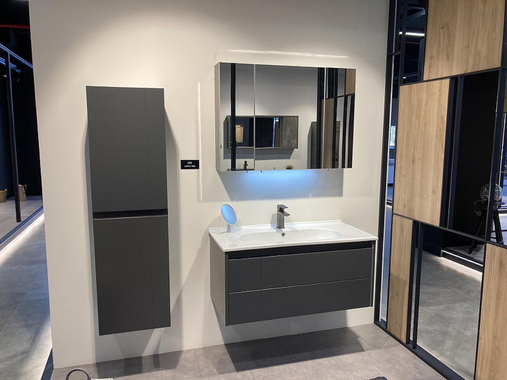 Зеркальный шкаф Orka Likya 80 3001088 с подсветкой Антрацит матовый