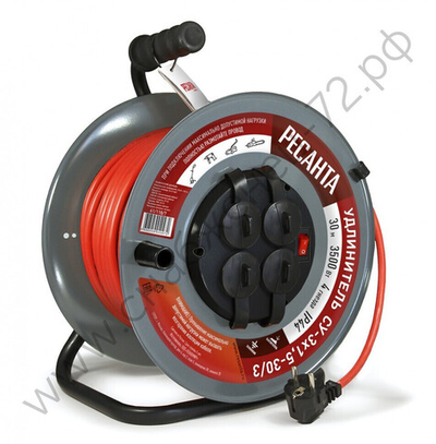 Удлинитель силовой на металлической катушке Ресанта СУ-3х1,5-50/3