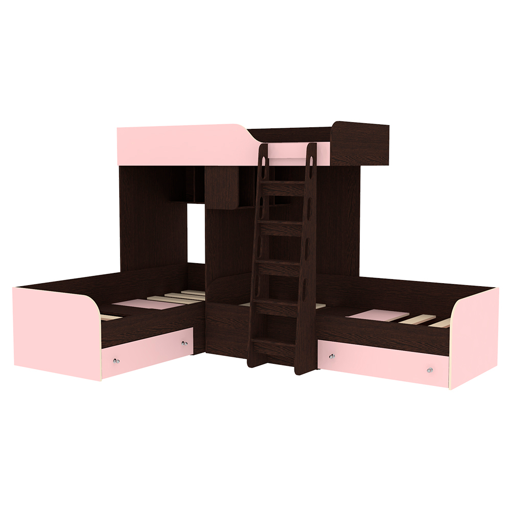 Кровать-чердак КарИВи Трио Венге Розовый