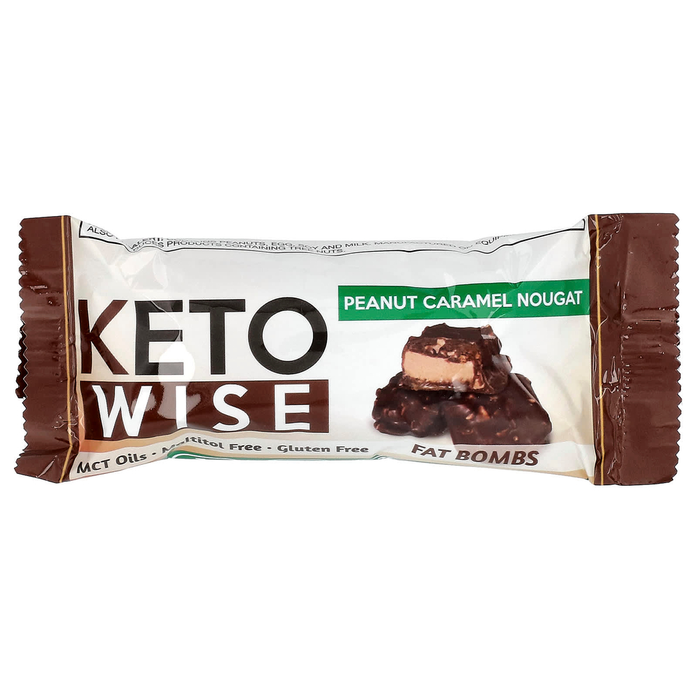 Keto Wise, Fat Bomb, арахис и нуга с карамелью, 16 упаковок по 32 г
