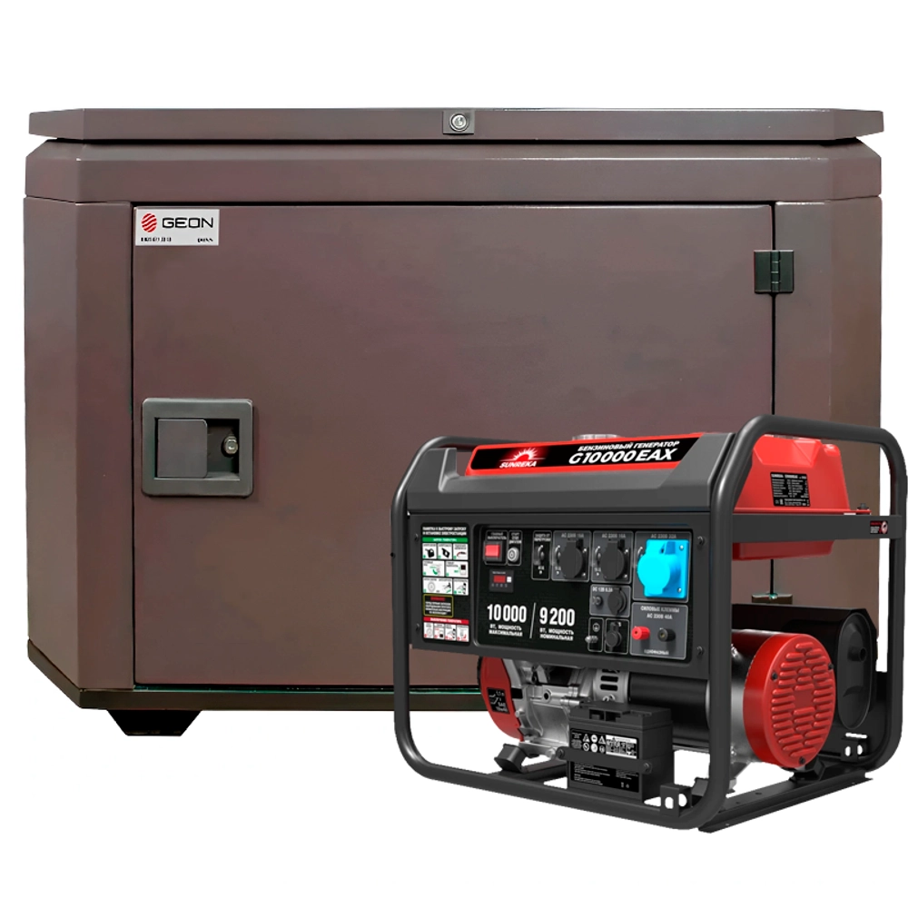 Генератор бензиновый SUNREKA G10000EAX с кожухом Geon 1200 RAL 8019
