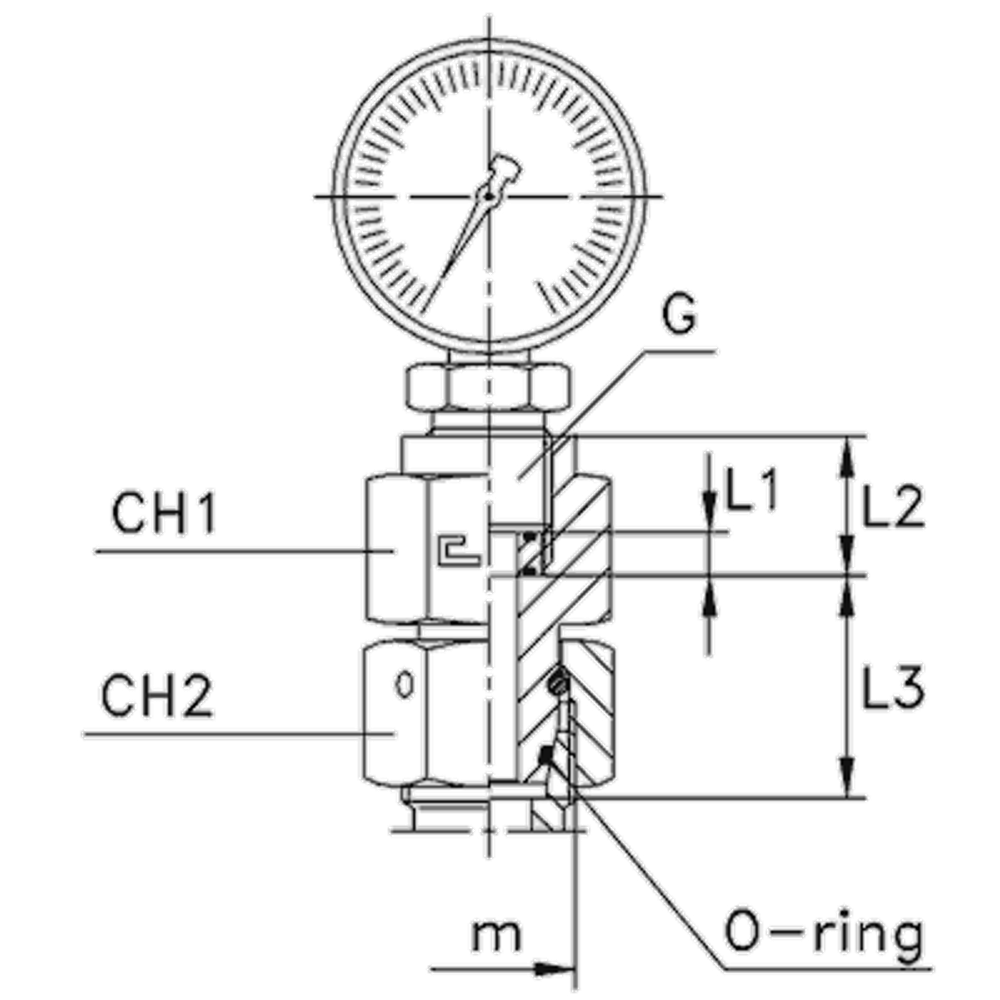 Соединение GCN DL08 М14х1.5 BSP 1/4" (без манометра) CAST