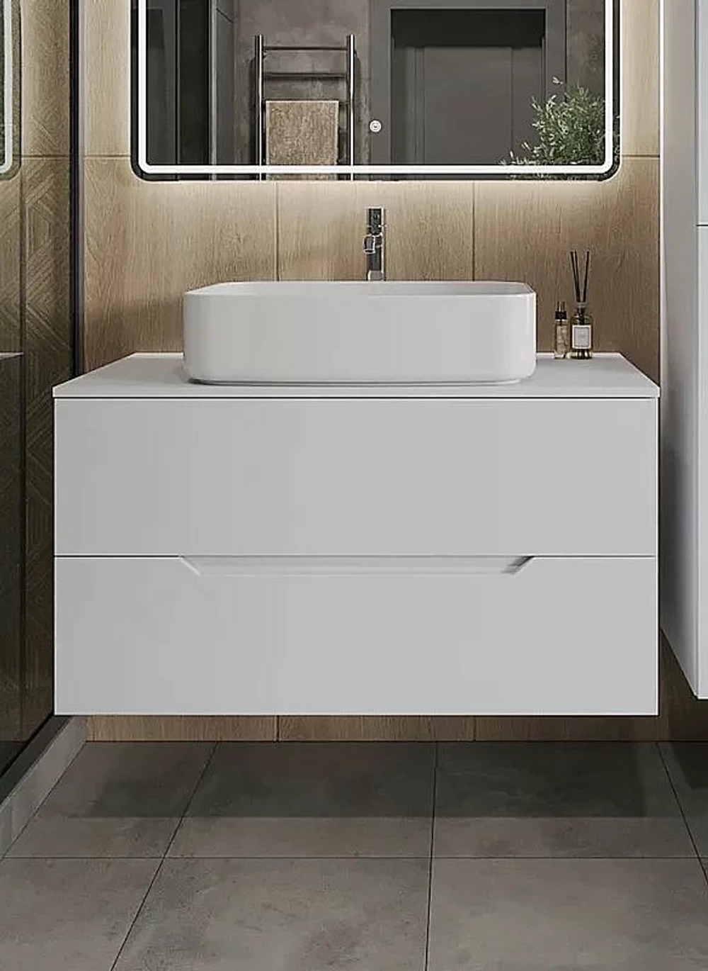 Тумба с раковиной Orange Line 100 Li-100TuwMDF+B07-600W белый