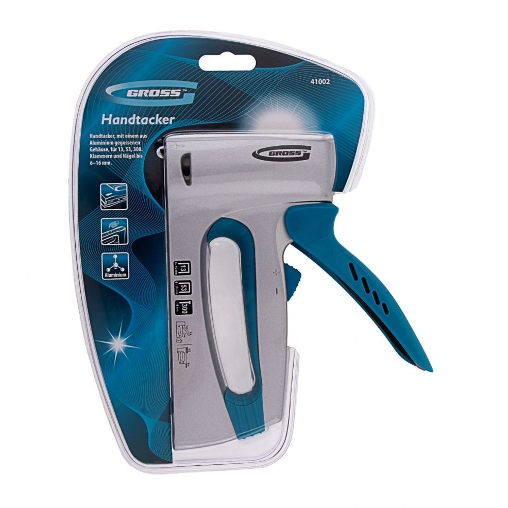 Степлер мебельный, алюминиевый корпус,регулировка удара, тип скобы 13, 53, 300, 6-16мм// Gross 41002