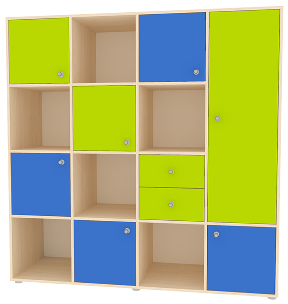 Стеллаж КарИВи Джери 2  Дуб Молочный Лайм, Синий