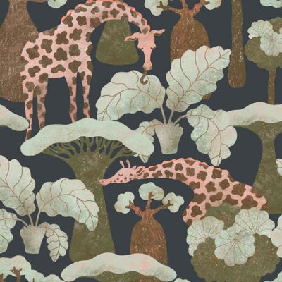 Жирафы, баобаб 2