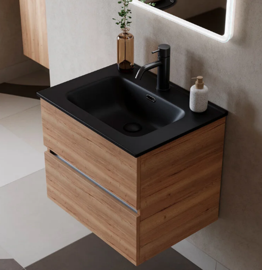 Тумба подвесная SANCOS Urban 590х450х550, c двумя ящиками оснащенными доводчиками, дуб галифакс натуральный , арт. UR60EG