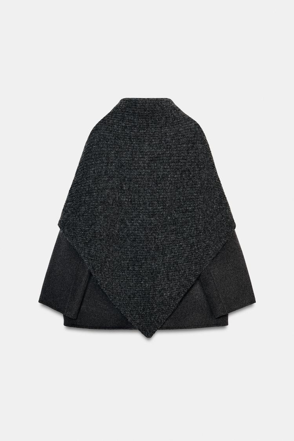 ZARA БЛЕЙЗЕР ИЗ СМЕСОВОЙ ШЕРСТИ С ПЛАТКОМ — ZW COLLECTION, ТЕМНО-СЕРЫЙ