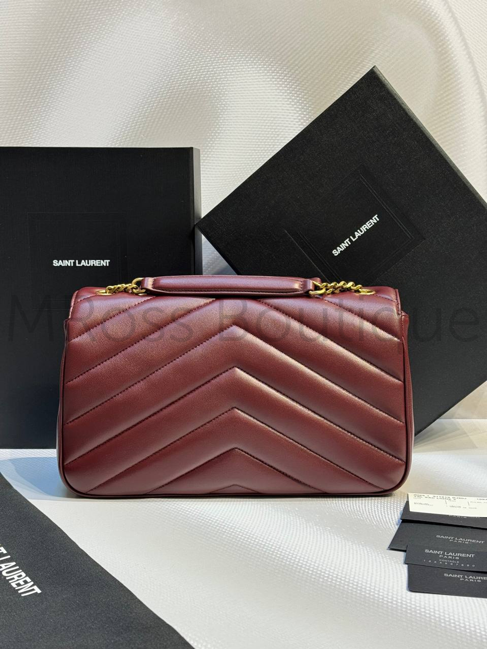 Женская сумка Yves Saint Laurent Small Loulou Matelasse бордового цвета маленькая