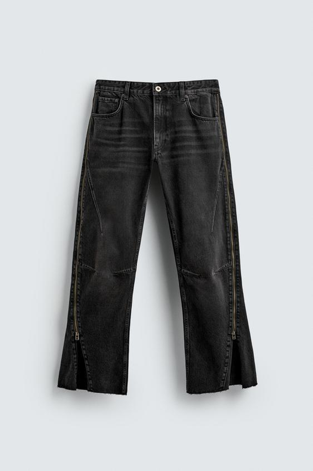 ZARA ДЖИНСЫ FLARE FIT С МОЛНИЯМИ, УГОЛЬНЫЙ