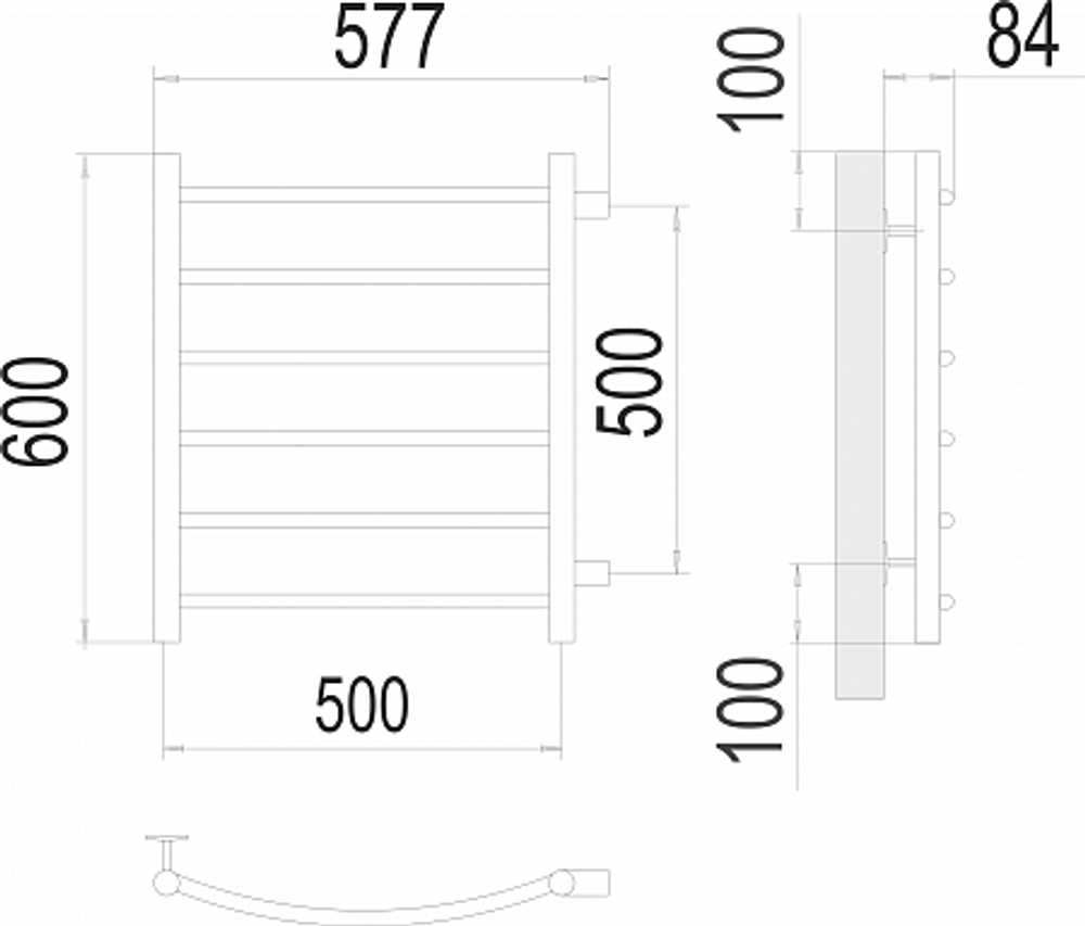 Полотенцесушитель водяной Terminus Классик П6 500х600 бп500