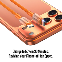 Кабель для быстрой зарядки 60W в тканевой оранжевой оплетке, длина 100см (1м) с разъемом Type C на Type C, серия WLCM Series от Dux Ducis