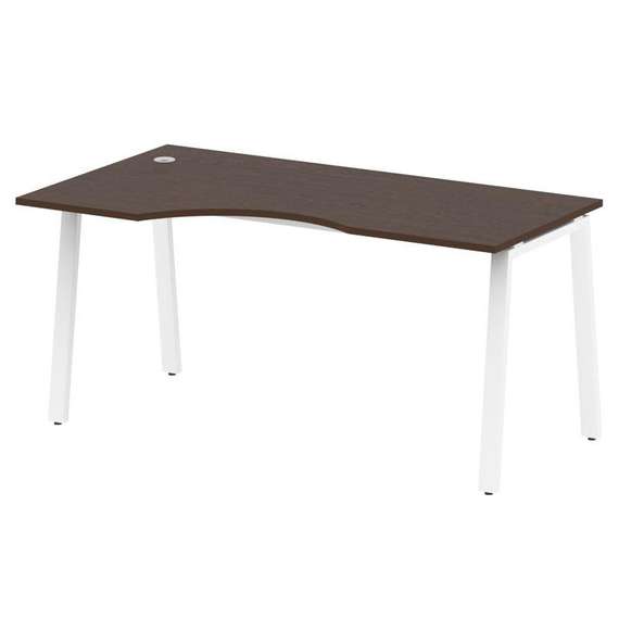 Metal System Стол криволинейный левый на А-образном м/к БА.СА-1 (L) Венге Цаво/Металл Белый 1600*900