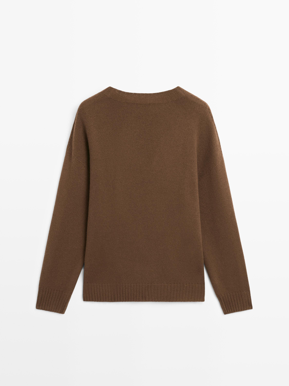 Massimo Dutti Свитер из смесовой шерсти с круглым вырезом, тоффи