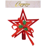 Звезда на ёлку «Классика» с бантом 9,5 см, Красный