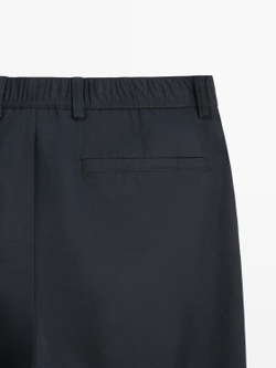 Massimo Dutti Хлопковые льняные брюки-джоггеры, темно-синий
