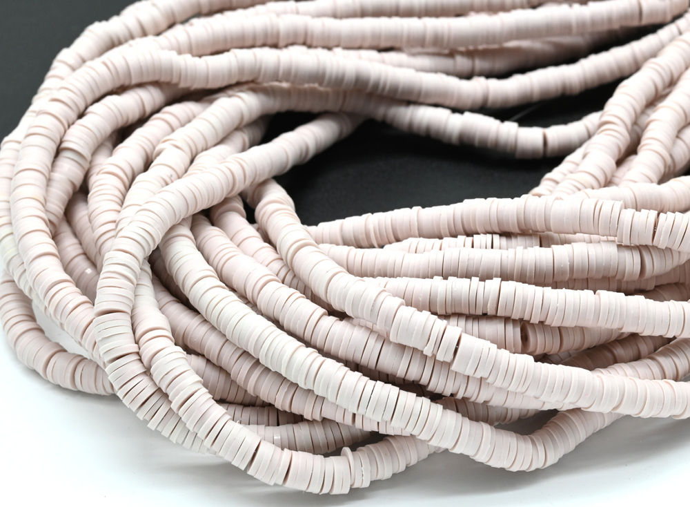 999900 Нить каучуковых бусин 6мм, пепельно-розовый, нить 39см