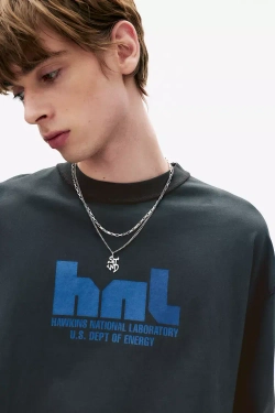 PULL&BEAR Футболка HNL "Stranger Things", темно-серый