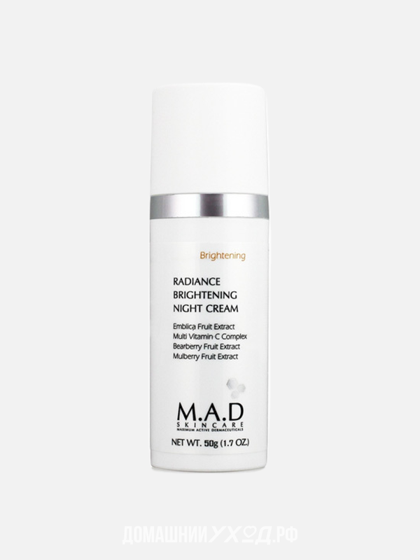 Ночной восстанавливающий крем выравнивающий тон кожи Radiance Brightening Night Cream M.A.D. Skincare, 50 мл.