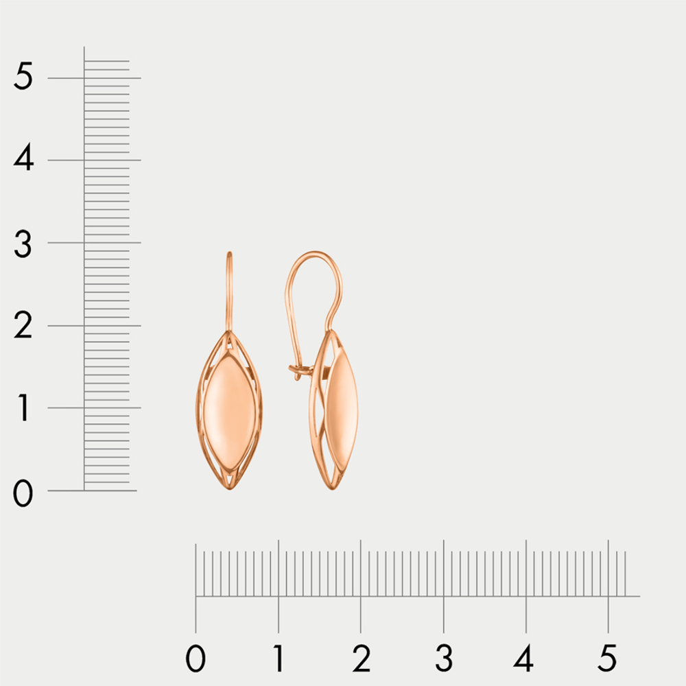 Женские серьги без вставок из розового золота 585 пробы (арт. Сд3727)