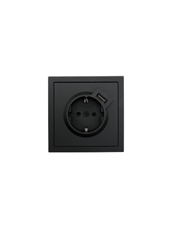 Розетка 1-мест. с/з+USB разъем СП ZIMA IP20 черн. бархат LEZARD 704-4288-181