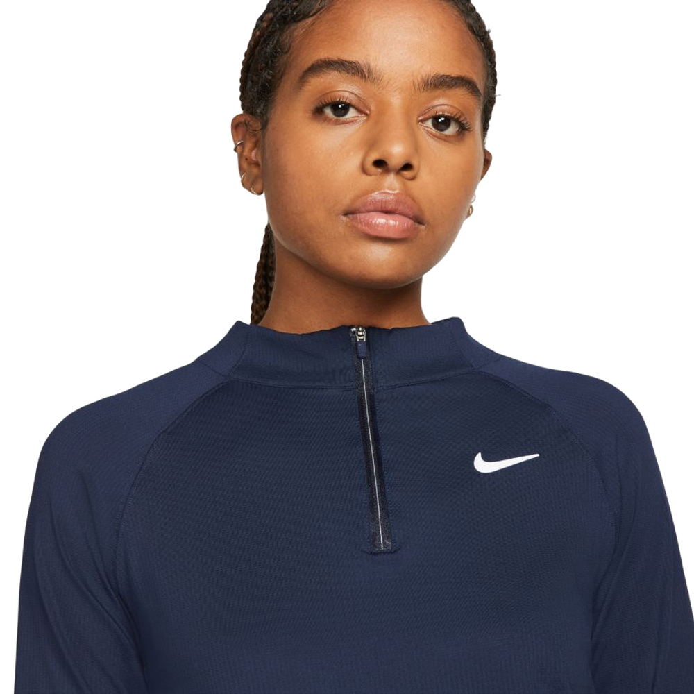 Женская теннисная футболка (dł. Рукава) Nike Court Dri-Fit Victory Top LS W - obsidian/obsidian/white